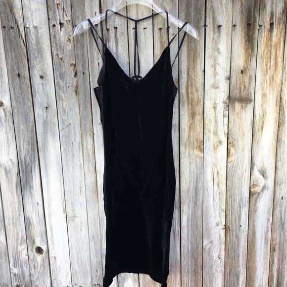 NWT Splendid Slip Cami Dress Crushed Velvet Black - Picture 4 of 13